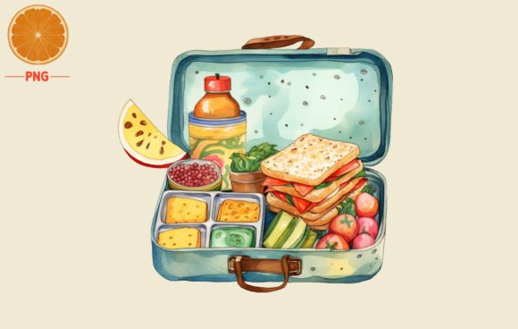 Back to School Tiffin Box Watercolor Illustrations