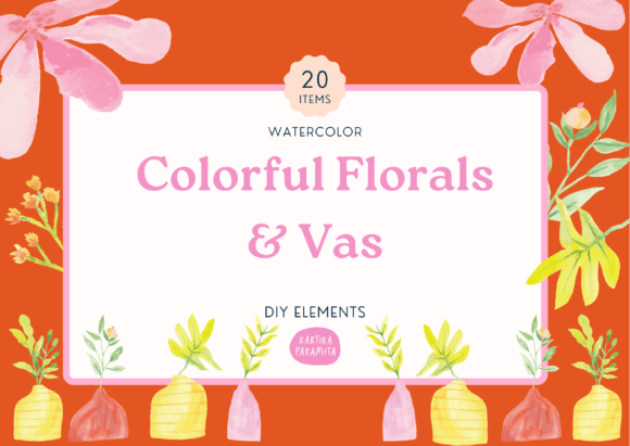 Colorful Watercolor Floral and Vase Illustrations Review