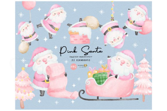 Cute Pink Santa Watercolor PNG Set: An Embroidery Review