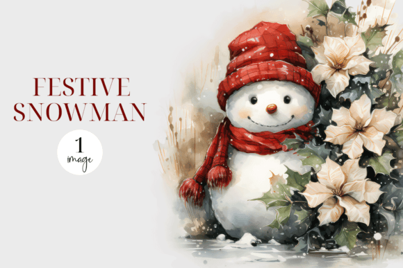 Cute Watercolor Snowman Clipart: Editorial Illustrations