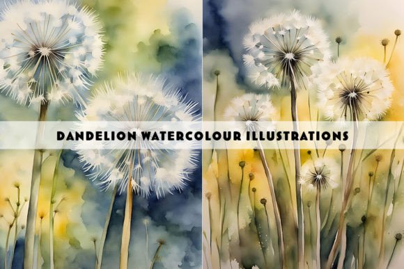 Dandelions Watercolour Duo: Illustrations for Digital Products