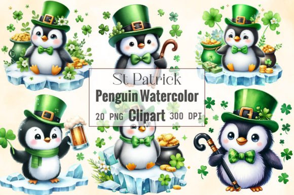 St Patrick Penguin Watercolor Clipart: Illustrations Review
