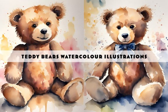 Teddy Bear Watercolour Duo: Illustrations for Branding