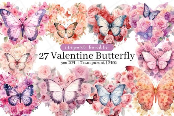 Valentine Butterfly Watercolor Clipart Review