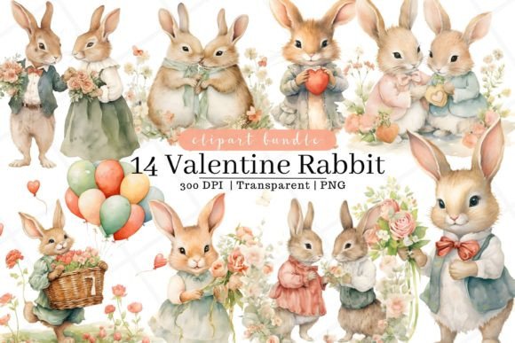 Valentine Rabbit Watercolor Clipart: Illustrations Review