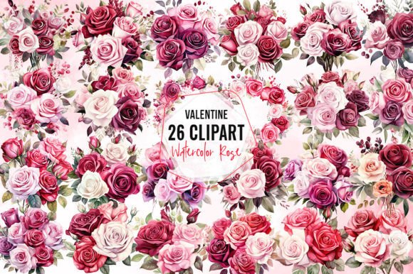Valentine Rose Watercolor Clipart Illustrations Review