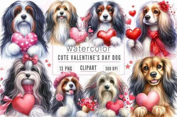 Valentine Watercolor Dog Clipart PNG Review