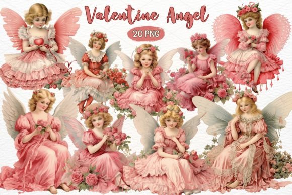 Vintage Valentine Angel Watercolor PNG Review