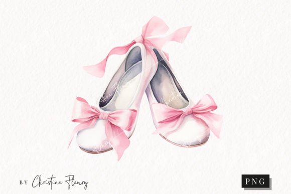 Watercolor Ballet Flats Clipart for Embroidery