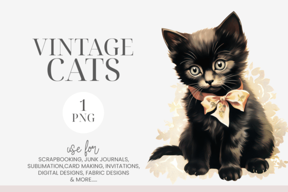 Watercolor Black Kitten Clipart PNG for Illustrations