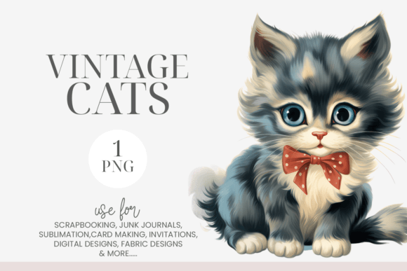 Watercolor Blue Eyed Kitten Clipart PNG Illustrations