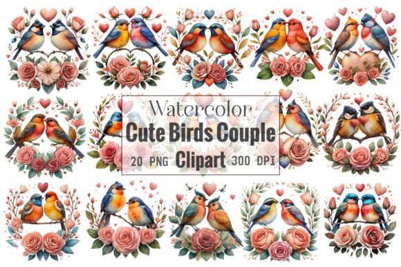 Watercolor Cute Birds Couple Clipart: Illustrations Review