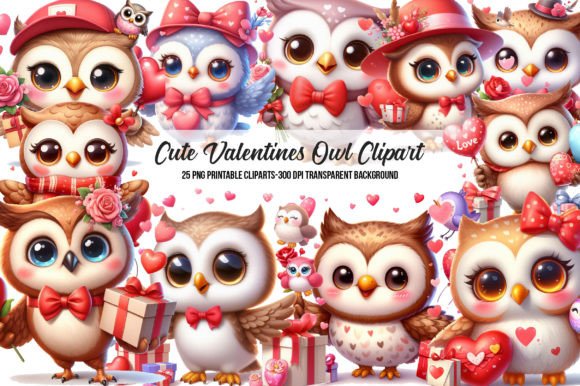 Watercolor Cute Valentines Owl Clipart: Illustrations Review