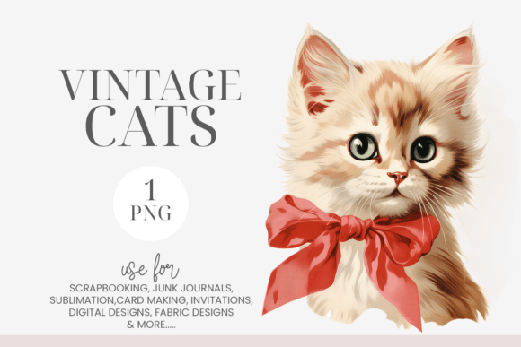 Watercolor Green Eyed Cat Clipart PNG Illustrations
