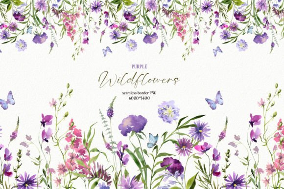 Watercolor Pink Wildflowers PNG for Illustrations
