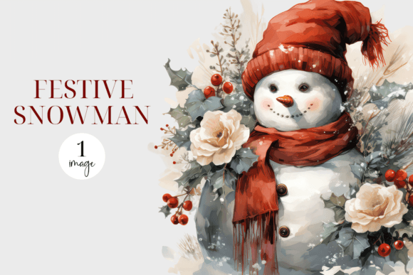 Watercolor Snowman Clipart: Illustrations for Branding