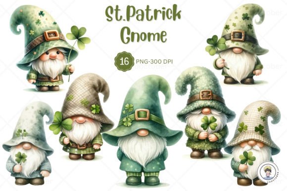 Watercolor St.patrick Day Gnome Clipart Illustrations