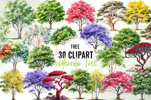 Watercolor Tree Clipart: Illustrations for Brand Growth