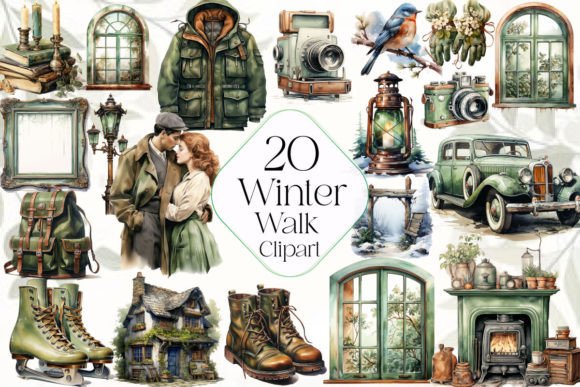 Watercolor Winter Walk Clipart: An Embroidery Review
