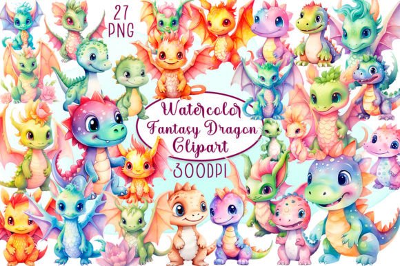 Watercolour Colourful Fantasy Dragon Illustrations Review